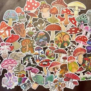 50pcs Vintage Style Merry Mushroom Vinyl Waterproof Sticker